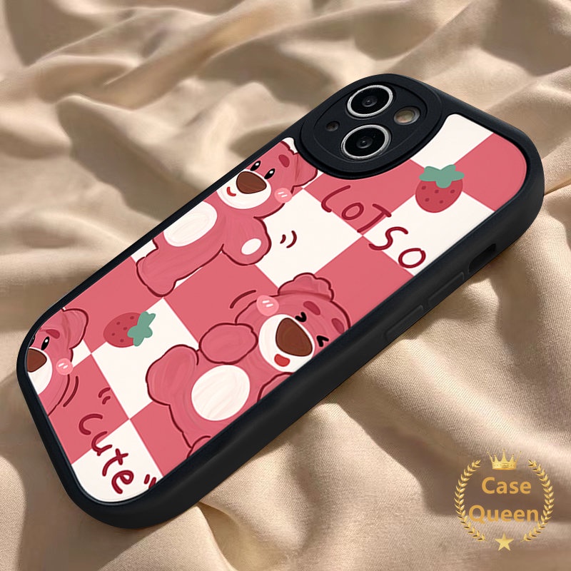 IPHONE Soft Tpu Phone Case Kompatibel Untuk Iphone11 12 13 14 Pro Max XR XS X Max 7Plus 78 6s 6 Plus SE 2020 Kartun Lovely Strawberry Bear Manyo Cover