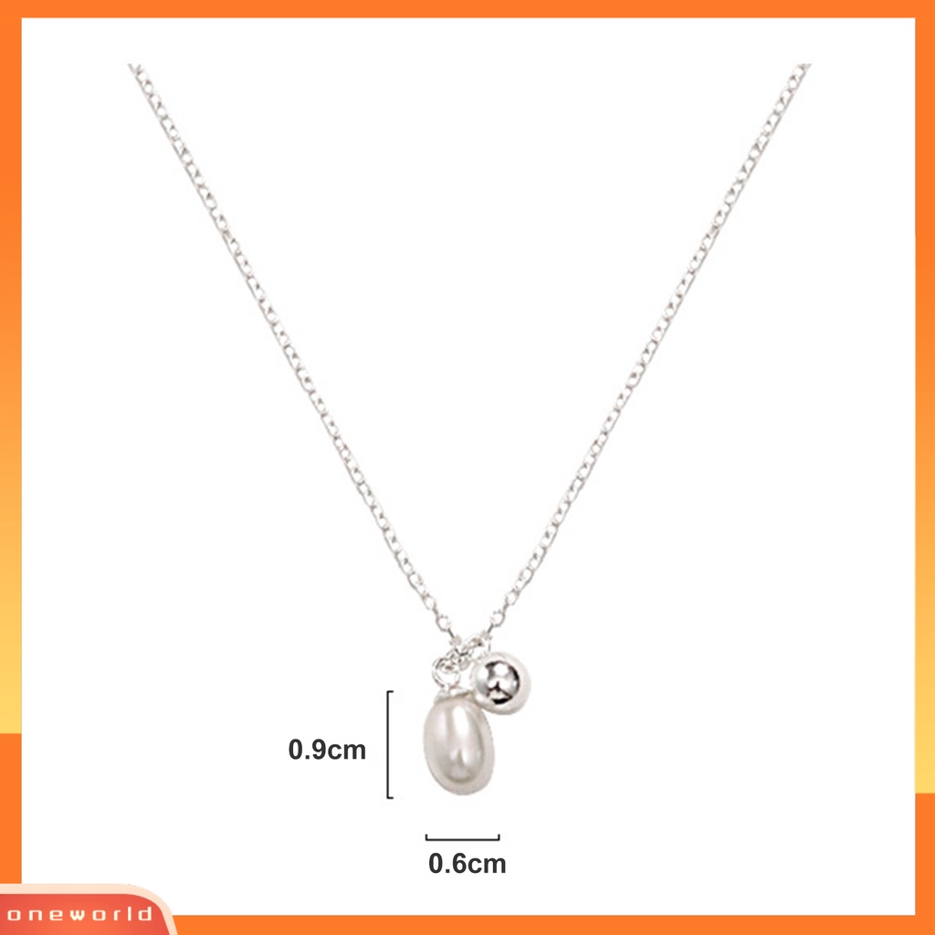 [EONE] Wanita Kalung Panjang Bulat Bola Slim Rantai Elegan Minimalis Glossy Mutiara Imitasi Klavikula Kalung Fashion Perhiasan