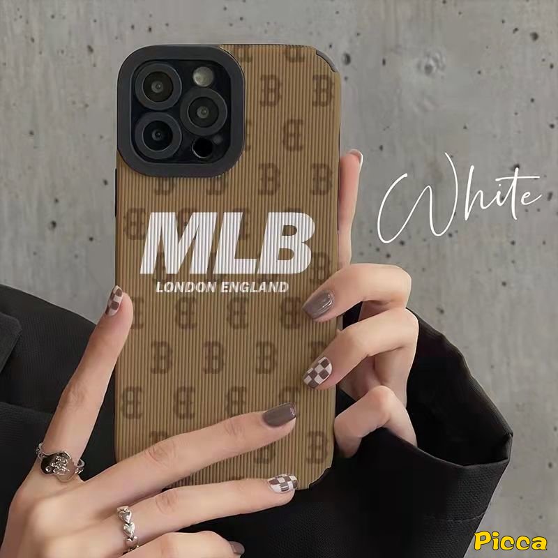 IPHONE Casing Ponsel Merek Kompatibel Untuk Iphone11 14 Pro Max7 8 Plus XR 12 13 14 Pro MAX 7Plus 8Plus X XS MAX Merek Trendi Mewah Tekstur Kulit Silikon Lembut Casing Shockproof