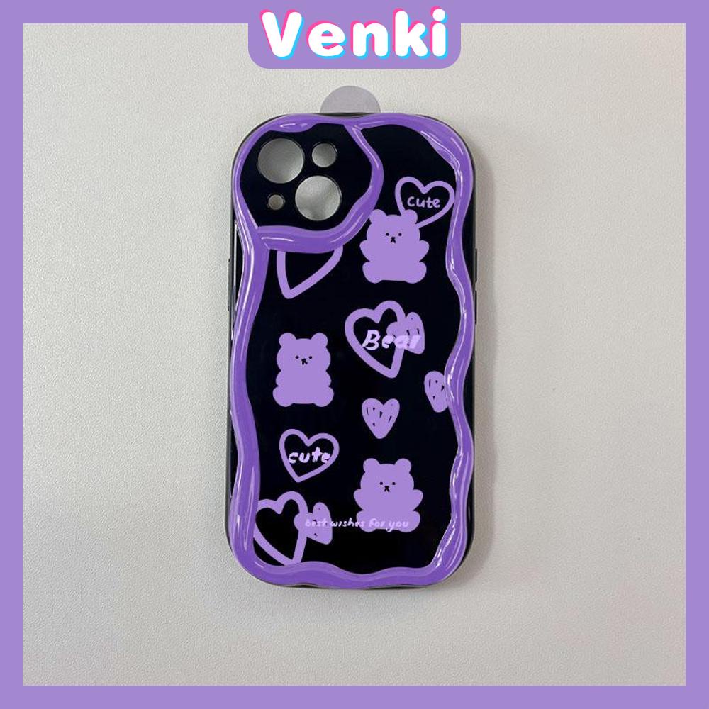 VENKI - For iPhone 11 iPhone Case 3D Curved Edge Wave Glossy Black TPU Airbag Shockproof Camera Cover Purple Bear Compatible with iPhone 14 13 Pro max 12 Pro Max xr xs max 7 8Plus