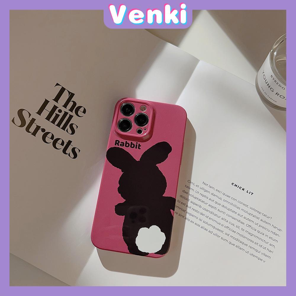 VENKI - For iPhone 11 iPhone Case Film TPU Soft Case White Glossy Cute Black Rabbit Camera Protection Shockproof Compatible with iPhone 14 13 Pro max 12 Pro Max xr xs max 7 8Plus