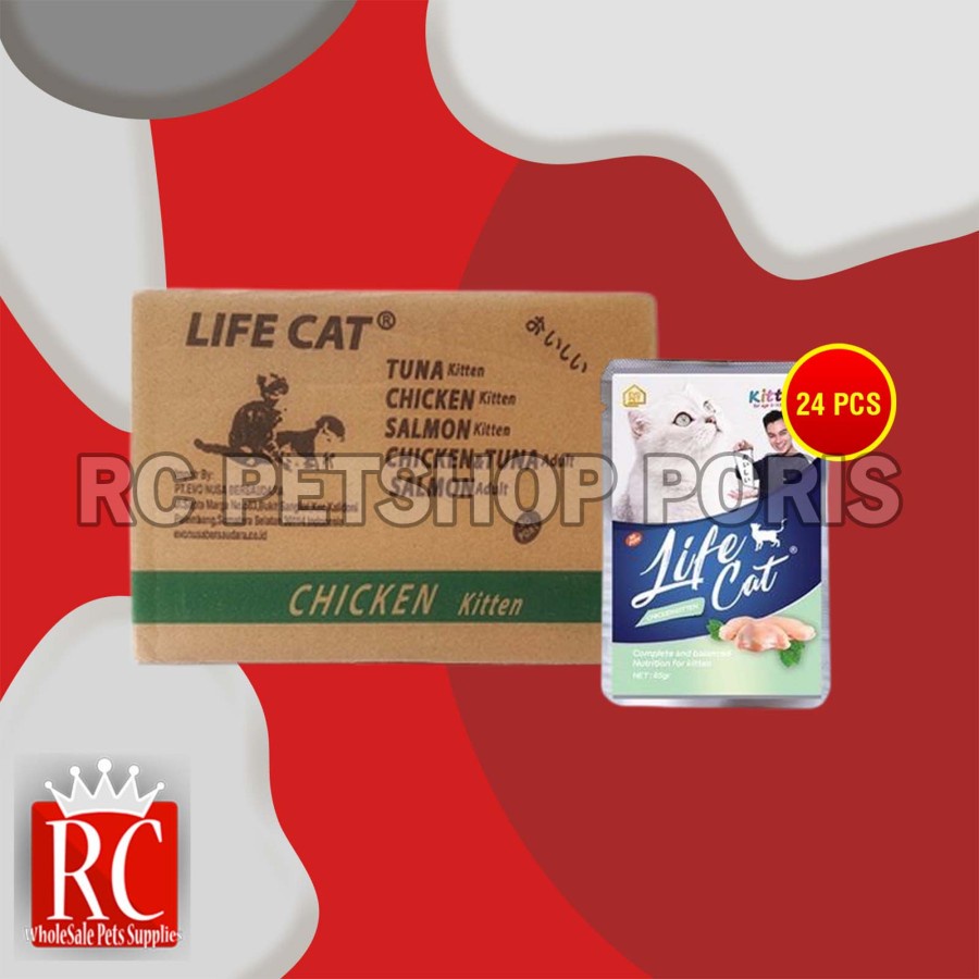 Makanan Basah Kucing Life Cat Sachet Pouch Grosir Dus isi 24 PCS 85 GR