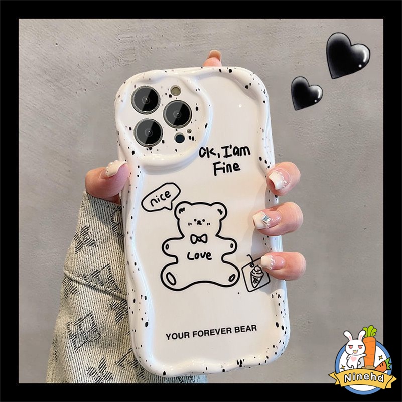 IPHONE Casing Kompatibel Untuk Iphone14 13 12 11 Pro Max X Xr Xs Max8 7 6 6s Plus SE 2020 Ins Gaya Line Kreatif Beruang Cakupan Lensa Penuh Shockproof Soft Silicone Case Cover Pelindung