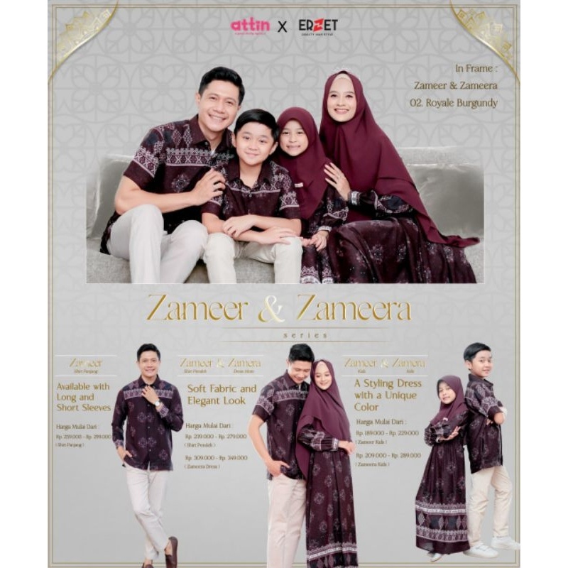 PO SARIMBIT IDUL ADHA ATTIN 2023 - ZAMEER ZAMEERA FAMILY  SET WARNA ROYALE BURGUNDY SARIMBIT KELUARG