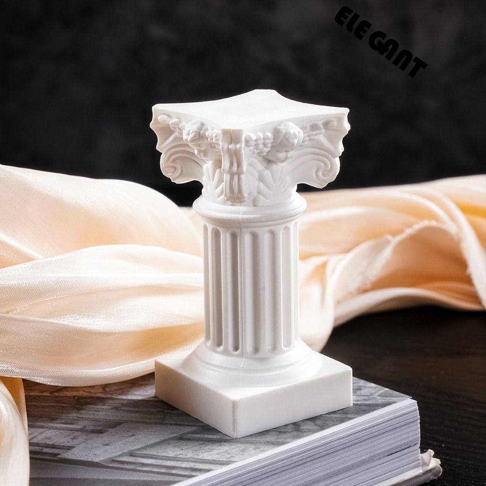 [Elegan] Kolom Romawi Bahan ABS Klasik Desktop Ornamen Dekorasi Rumah Klasik Arsitek Scene Candlestick