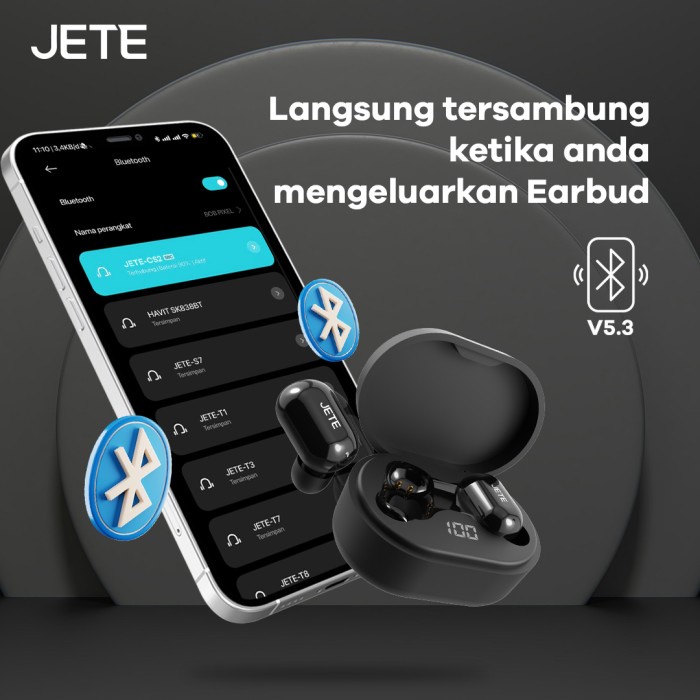 TWS JETE CS2 Wireless | Earphone Bluetooth 5.3 JETE  - Garansi Resmi 2 Tahun