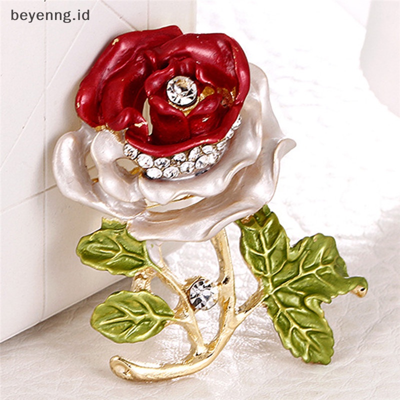 Beyen Enamel Bunga Berlian Imitasi Kristal Bros Pin Pernikahan Pengantin Buket Pin Perhiasan ID