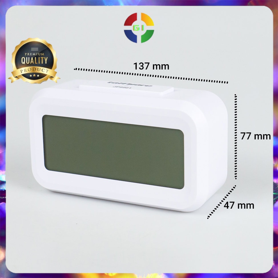 Jam LCD Digital Clock with Alarm White