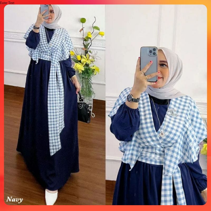 Nirina Dress Gamis Muslim Cringkle Vest Kotak Katun Premium Fit To XL  Fashion Gaun Maxy Maxi Crinkl