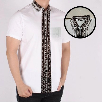 KEMEJA PRIA KEREN ATASAN PAKAIAN PRIA KEMEJA KASUAL HEM COWOK LENGAN PENDEK LIST BATIK ADITYA