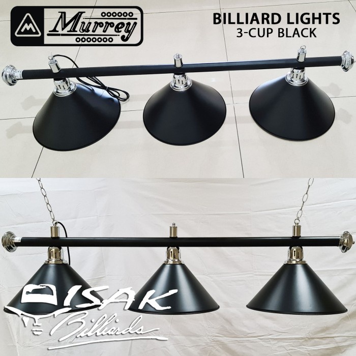 Lampu Meja Billiard 3 Kap - Black - Pool Table Light 3 Cup Biliar Lamp - 3 Kap Hitam