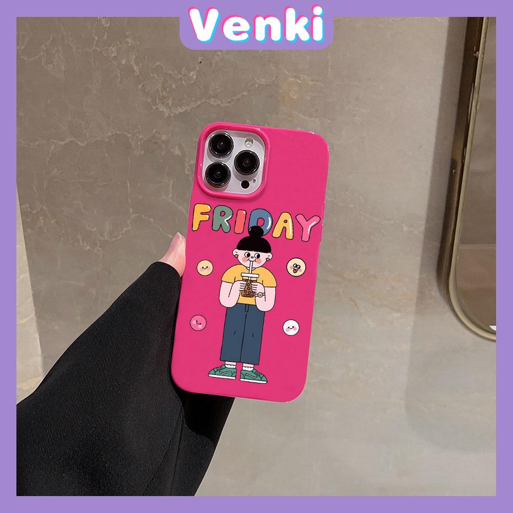 VENKI - For iPhone 11 iPhone Case Red Glossy TPU Soft Case Shockproof Protection Camera Cute Drink Girl Compatible with iPhone 14 13 Pro max 12 Pro Max xr xs max 7Plus 8Plus