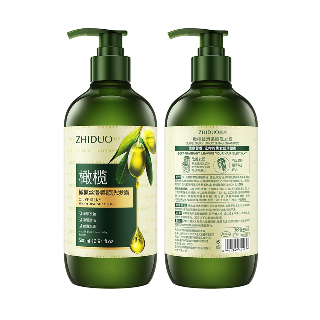 Shampo Olive Rambut Kering Menutrisi Lembut Halus Olive Silky Shampoo CINDYNAL x ZHIDUO 500ml