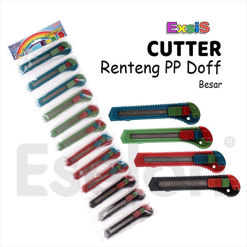 

12buah Pisau Cutter Renteng Besar Doff / 1 Renteng Cutter Besar PP