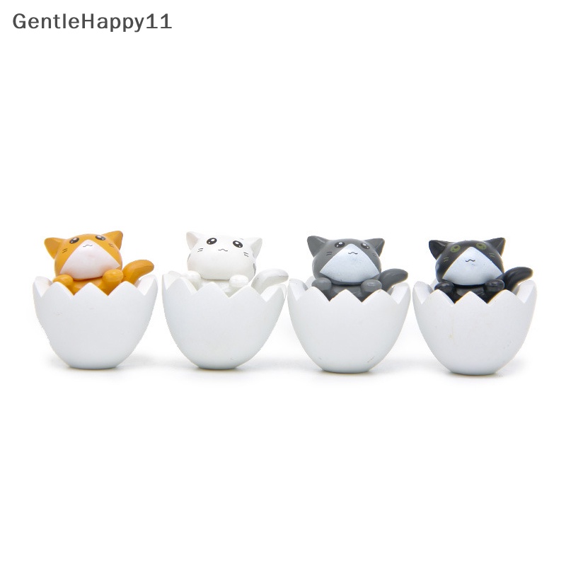 Gentlehappy 4PCS/lot Kartun Telur Kucing Malang Kotak Model Kitten Patung Kecil DIY Kucing Miniatur id