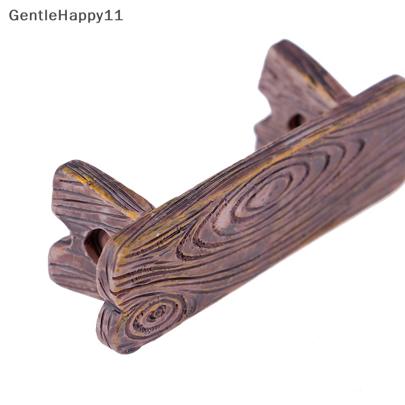Gentlehappy 2PCs Patung Ornamen Rumah Bangku Kayu Mini DIY Dekorasi Aquarium/Rumah Boneka id