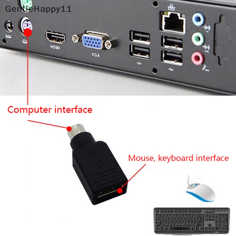 Gentlehappy Kabel Adaptor USB Ke PS2 Kepala Bulat Konverter Antarmuka Mouse Dan Keyboard id