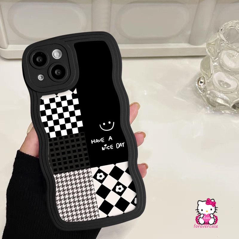 Untuk Redmi A1 9C 9 9T 10C A1+12C 9A 10 10A Note 11 11s 10 Pro 9s 8 10s 9poco X3 NFC Pro M3 Mi 11T Pro Lembut Bergelombang Tepi Diamond Smiley Houndstooth Pola Kisi Splicing Case