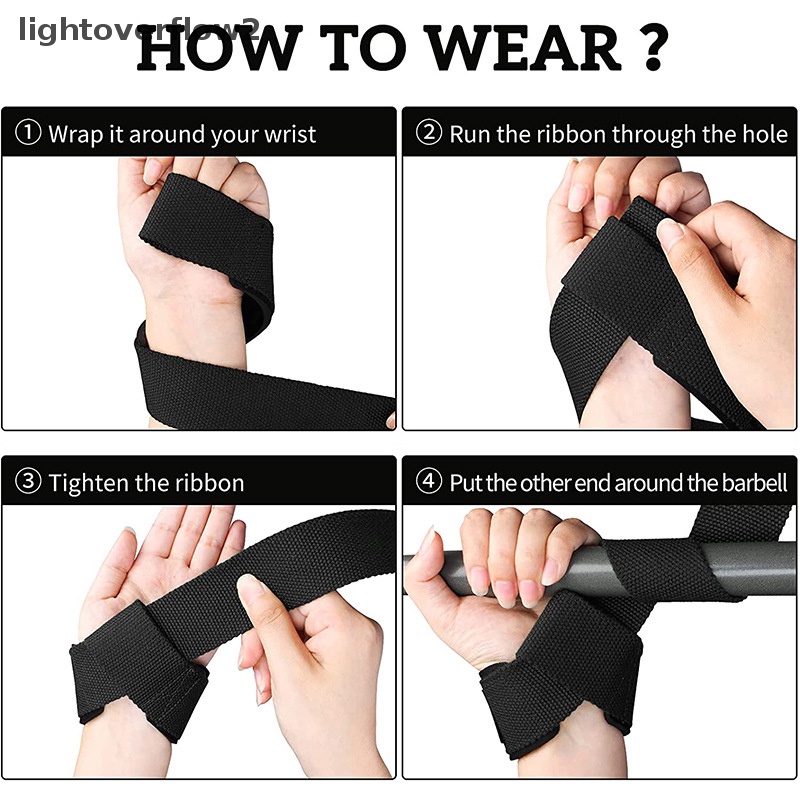 [lightoverflow2] Weight lifg Wrist straps Fitness Bodybuilding Training Gym CrossFit lifg straps Dengan Non Slip Flex Gel Grip [ID]