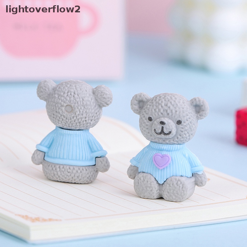[lightoverflow2] 1pcs Cute Bears Eraser Creative Student Wrig Drawing Rubber Pencil Eraser Lucu Perlengkapan Sekolah Alat Tulis Hadiah Anak [ID]