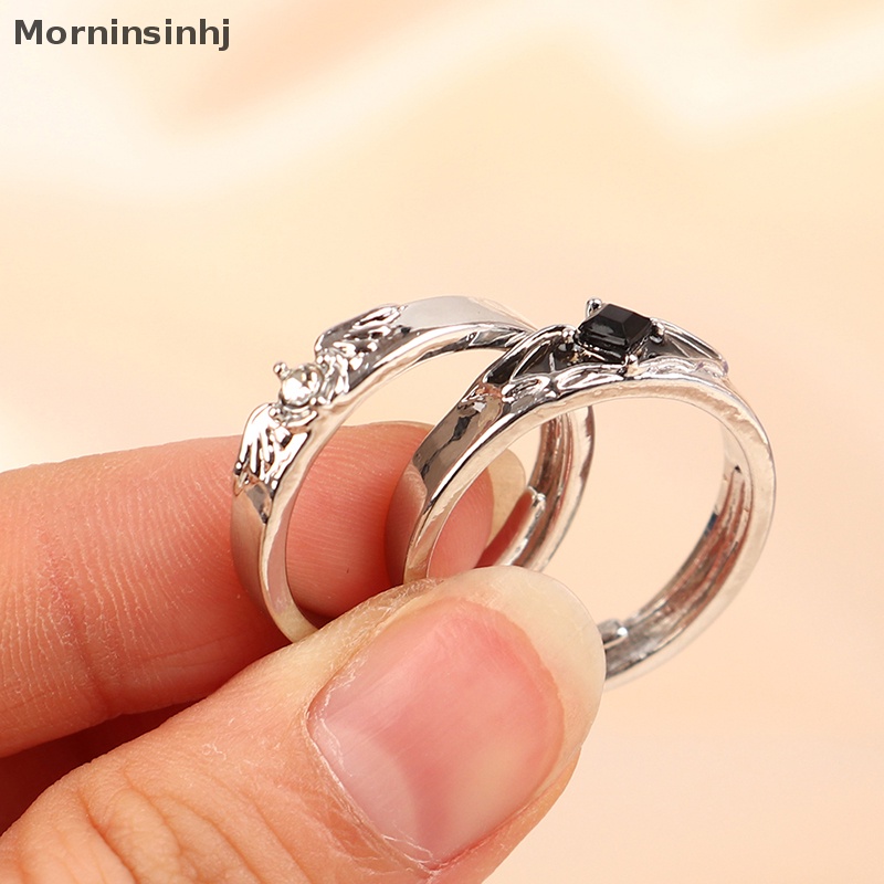 Mornin 1pasang Cincin Pasangan Angel Demon Untuk Wanita Pria Romantis Fashion Desain Sayap Cincin Pertunangan Yang Dapat Disesuaikan Perhiasan Pernikahan id