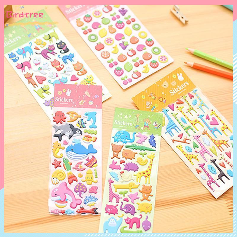 [Readystock❤️COD]Sticker Kartun 3D Stiker Kreatif Lucu Hewan Buah Untuk Scrapbook Stiker Dekorasi Ponsel- BS