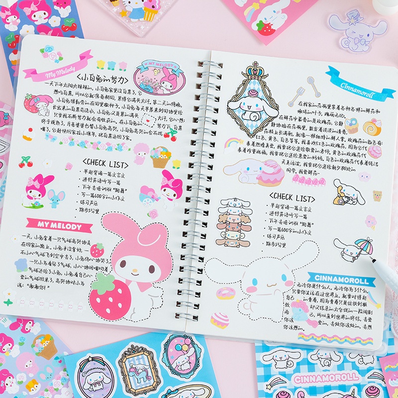 (10PC) STICKER SET SANRIO 10 IN 1 + CARD /STIKER CARD DEKORASI STIKER CINNAMOROLL KUROMI MELODY