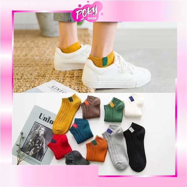 POKY - D2014 Kaos Kaki Pria Wanita / Kaos Kaki K354 / Kaos Kaki Pendek Semata Kaki / Ankle Cute Short Socks / Kaos Kaki Petak Kotak