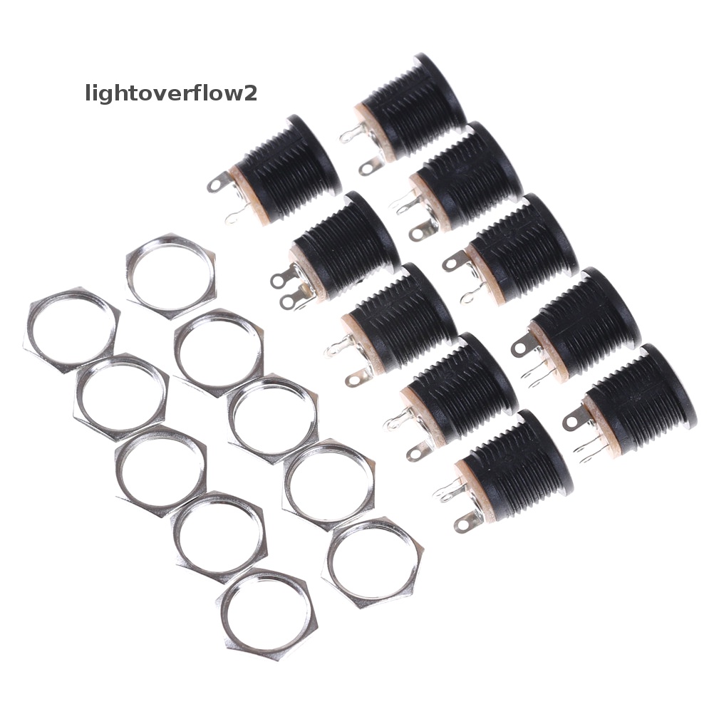 [lightoverflow2] 10pcs Dc022 2.1x5.5 mm PCB Moung DC Power Jack Socket Hitam [ID]