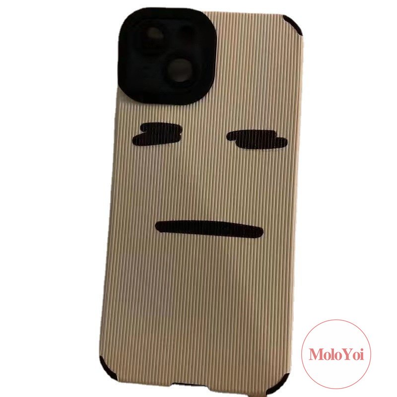 IPHONE Stiker Tekstur Shockproof Case Kompatibel Untuk Iphone11 13 14 12 Pro MAX X XR XS Max7 8 Plus 7Plus Kulit Mewah Silikon Lembut Kreatif Emoticon Ponsel Cover