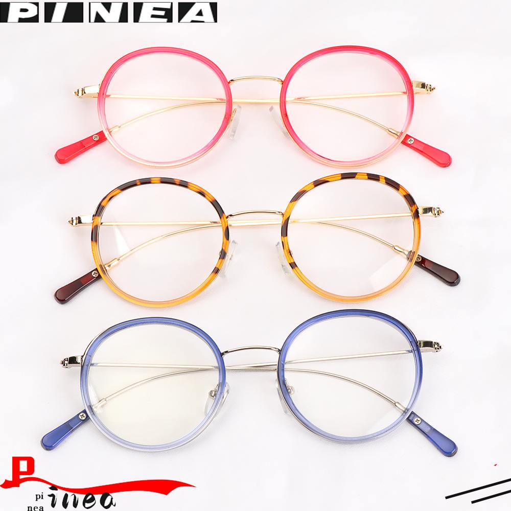 Kacamata Logam Nanas Fashion Bulat Vintage Ultra Ringan Frame