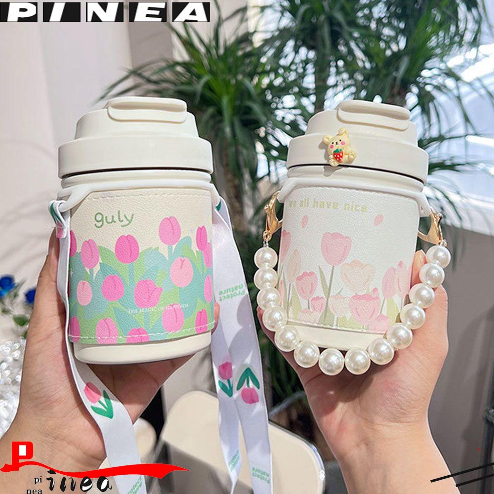 Nanas 450ml Vacuum Flasks Sedotan Dengan Lengan Stainless Steel Thermal Mug