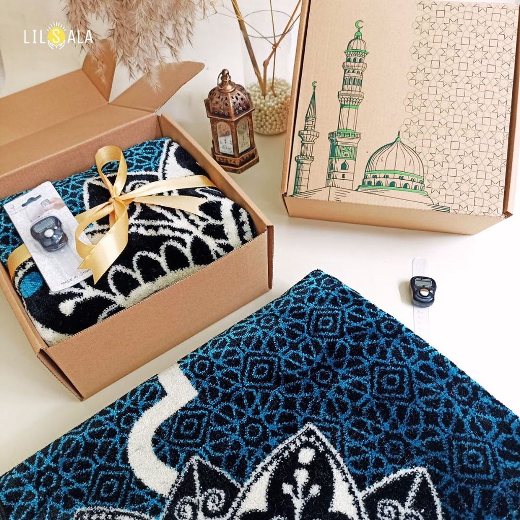 [FLORAL] HAMPERS SAJADAH SAUDI PREMIUM FREE TASBIH DIGITAL HADIAH KADO SOUVENIR TAHLIL WEDDING GIFT