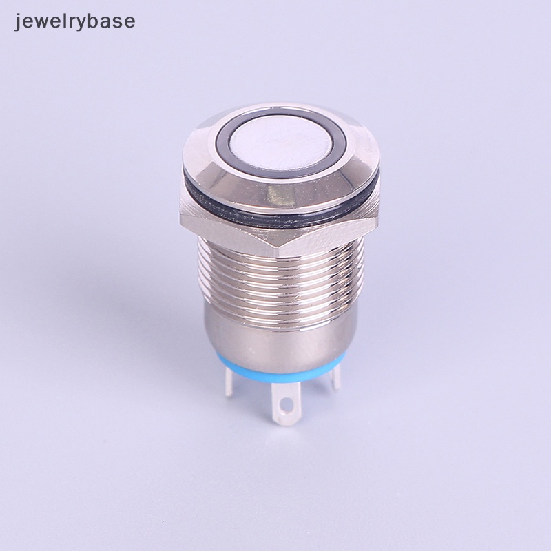 [jewelrybase] 12mm Metal Annular Push Button Black Switch Ring Lampu LED Kait Sesaat Butik