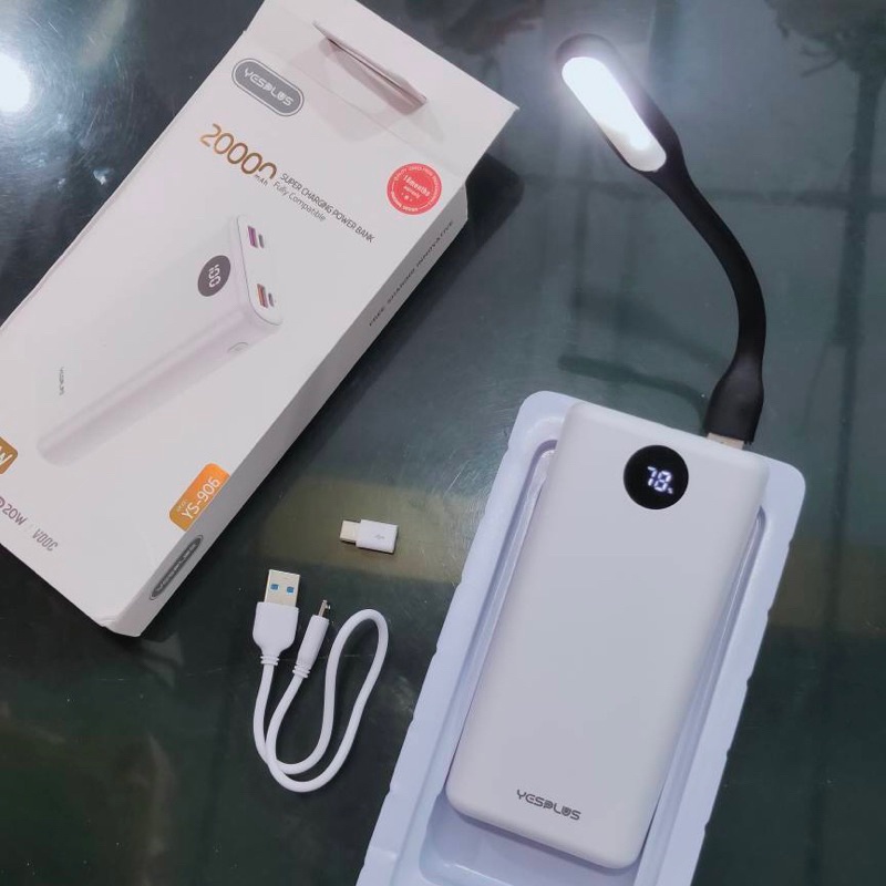 YSPLUS PD20W Powerbank 20.000mAh SUPER FAST Charging LED 20Watt Support VOOC Quick Charge 3.0