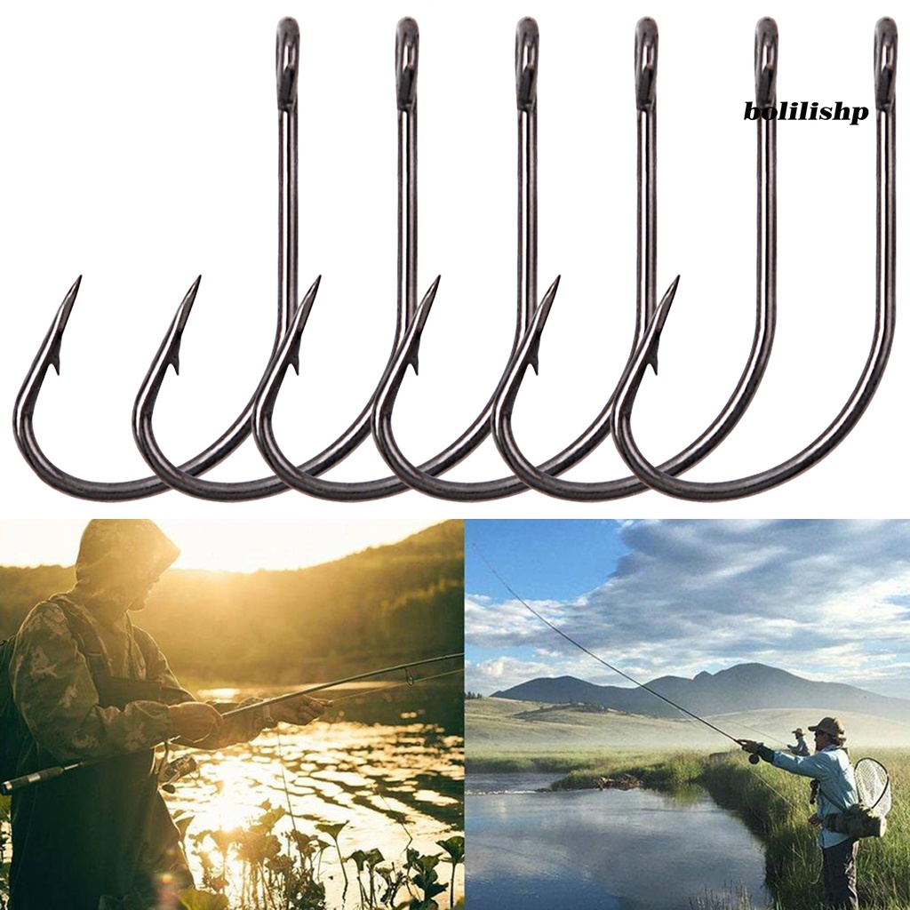 Bo-50pcs Kait Pancing Tajam Penembus Cepat Kekuatan Tinggi Tahan Karat Tidak Membuka Kait Umpan Umpan Berduri Kait Untuk Outdoor