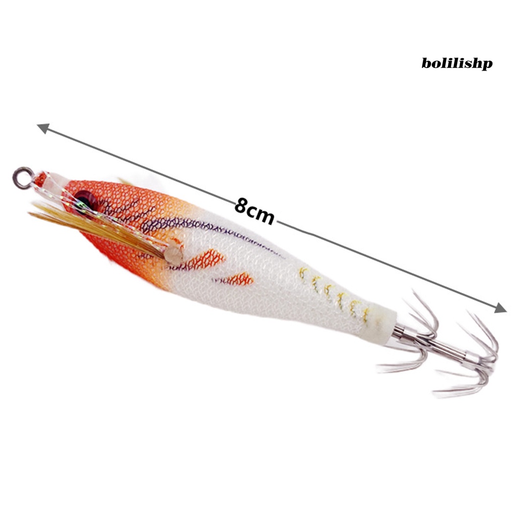 Bo-8cm/6g Bercahaya Umpan Udang Tajam Cumi Kait Simulasi 3D Fisheye Jigging Memancing Luar Laut Memancing Buatan Keras Lure Umpan Fishing Tackle