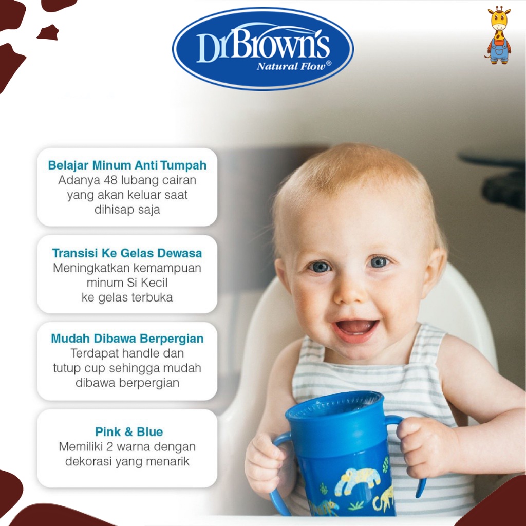 Dr.Brown's Cheers 360 Cup with Handle / Gelas Anak / Cup Anak Anti Tumpah / Botol Minum Anak