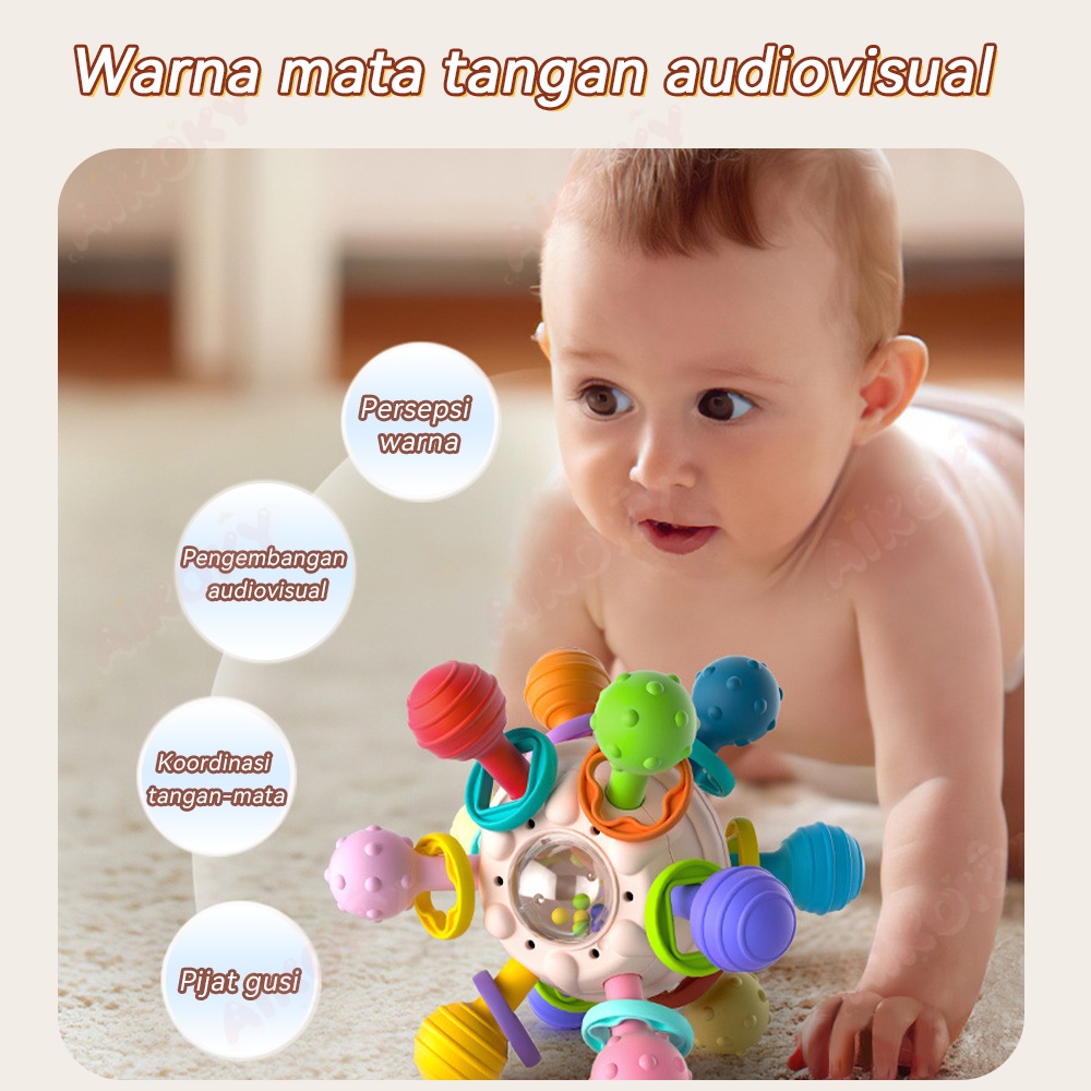 Aikoky Teether Bayi Manhattan Atomic Ball Mainan Rattle Bayi Kerincingan Bayi Genggam