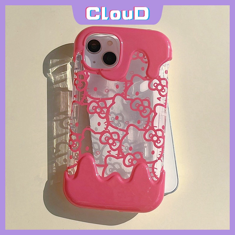 IPHONE Casing Ponsel Bening Es Krim 3D Kompatibel Untuk Iphone11 12 14 13 Pro Max7 8 Plus XR X 8Plus XS Max SE 2020 7Plus INS Korea Aesthetic Lucu Kartun Hello Kitty Lembut Silicon Cover