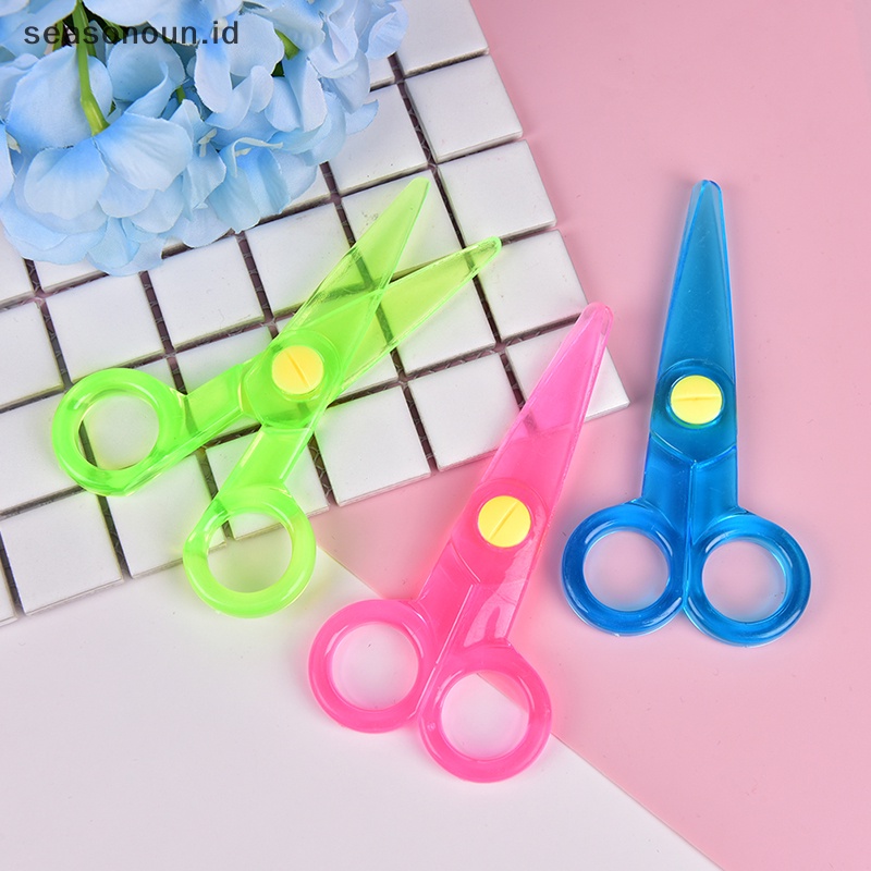 Seasonoun Quality Safety scissors Paper cutg Gunting Plastik Mainan handmade Anak.