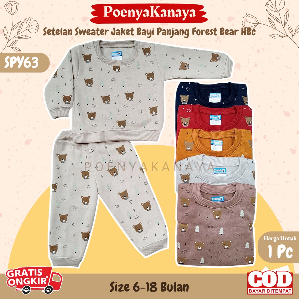 Setelan Sweater Jaket Bayi Anak Panjang FOREST BEAR HBc Size 6-18 Bulan SPY63