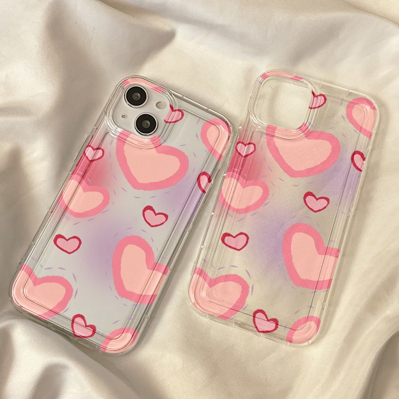 Case Hati Pink Untuk Vivo Y11 Y12 Y15 Y17 Y12S Y12A Y20 Y20S Y21 Y21A Y21G Y21S Y33 Y33S Y33T Y3S Y90 Y91 Y91C Y91i Y95 Y70 Y1S V21 V255G X8 Lite Airbag Shockproof Cover