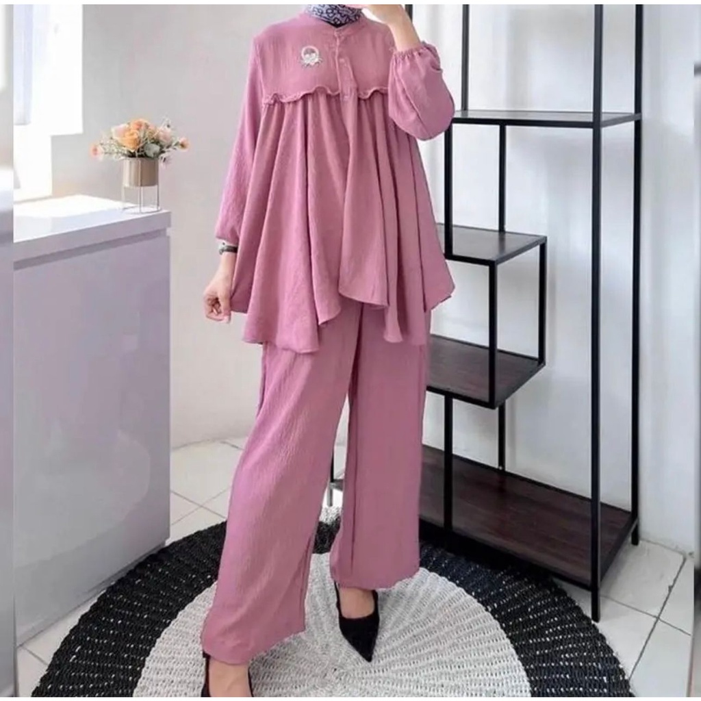 Radina Oneset Crinkle Airflow Premium Setelan Wanita Terbaru Set Korean Style