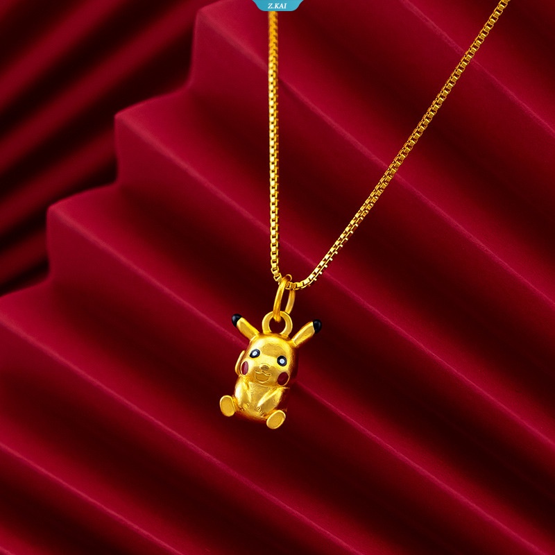 Pikachu Kalung Liontin Kartun Anime 3D Figure Mainan Rantai Klavikula Keberuntungan Perhiasan Anak Wanita Hadiah Ulang Tahun Mainan [ZK]