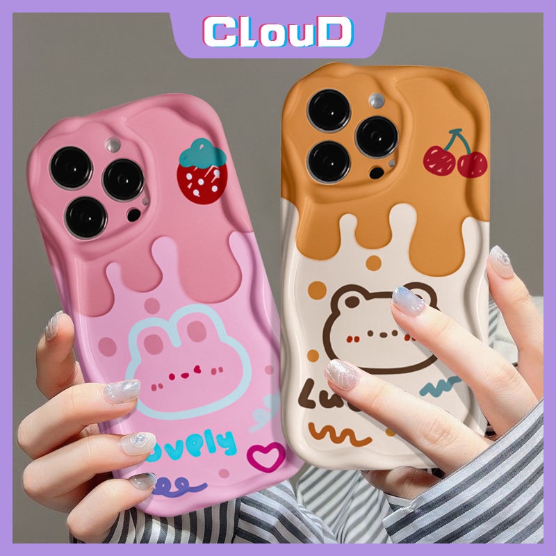 Case Kartun Pasangan Untuk Redmi 9A 9a2 A1 10A 10C 10 9T 9C NFC Redmi Note8 10S 11s 11 9 10 10Pro Max POCO M3 3D Wavy Curved Edge Glossy Cute Ice Cream Bear Rabbit Lembut Tpu Cover