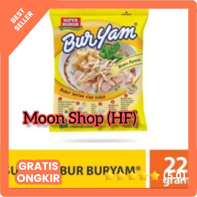 Super Bubur Ayam/Abon Sapi/Soto/Kari(+-47g) &amp; Buryam(22g)- PerPcs