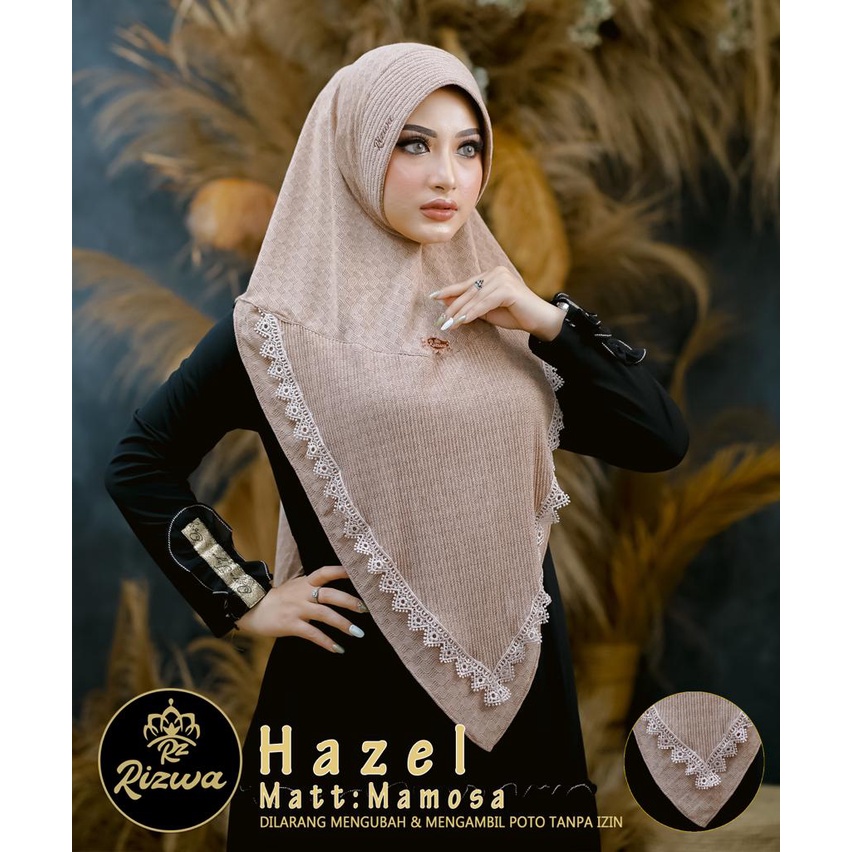 Jilbab Instan Renda Hazel Bahan Jersey Mamosa  By Rizwa Bahan : Jersey Mamosa