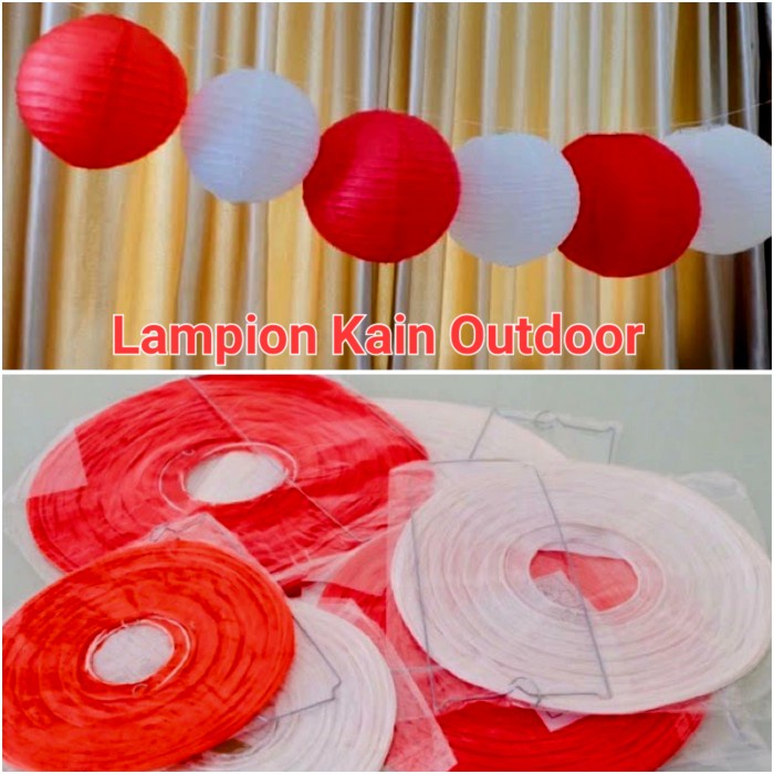 Lampion Kain Merah Putih Dekorasi Outdoor 17 Agustus Pawai Pesta Murah Dekorasi 17an Kemerdekaan RI Merah Putih Harga Grosir Termurah