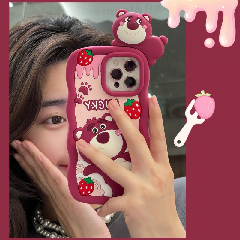 Bear Strawberry Jam Silikon Case Telepon Anti Jatuh Iphone11/13/14ProMax Untuk IPhone 12pro